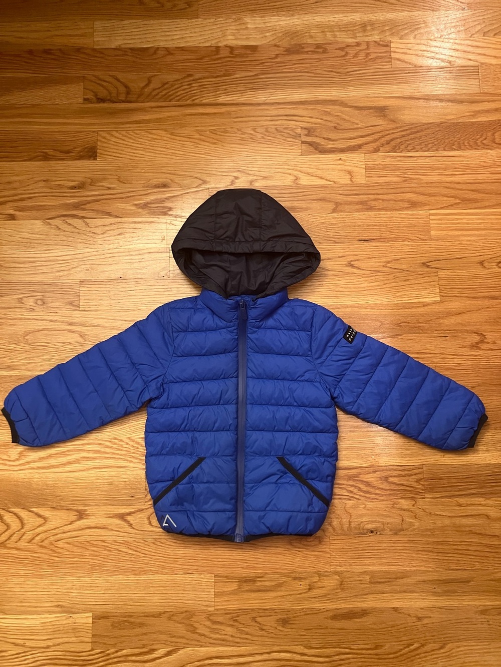 Mayoral Royal Blue Hooded Puffer Jacket with Black Hood